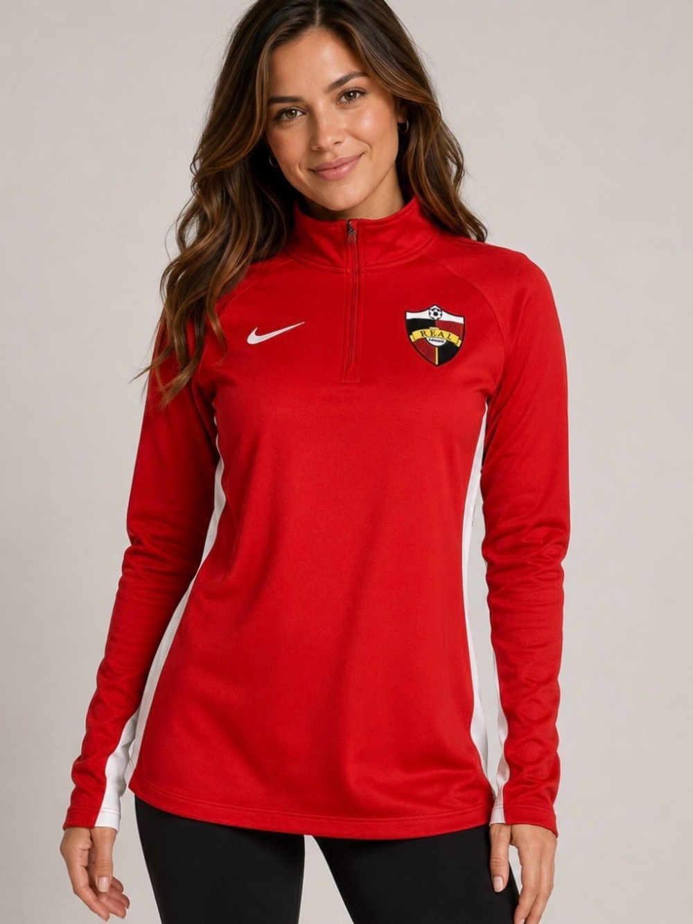 Nike pullover 1/4 zip red jacket with Colorado Soccer Logo/crest on chest SZ M